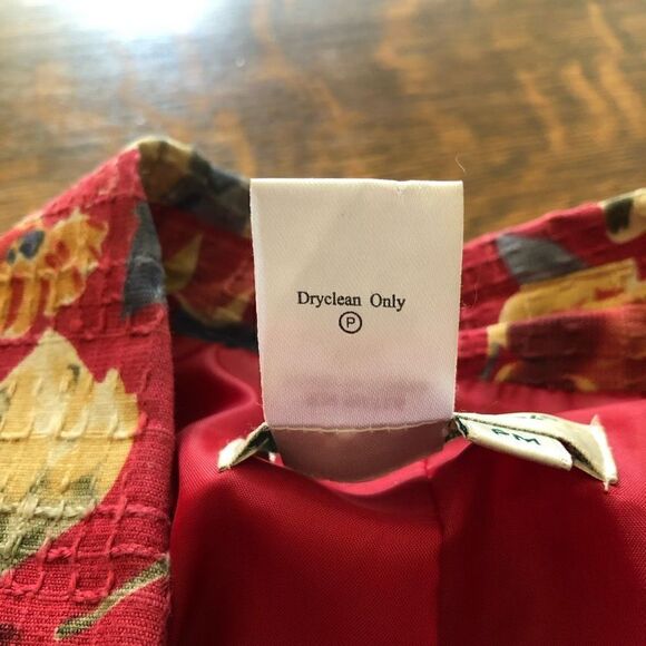 Coldwater Creek Red Floral Print Cotton Cottagecore Jacket Size PM - Picture 9 of 14